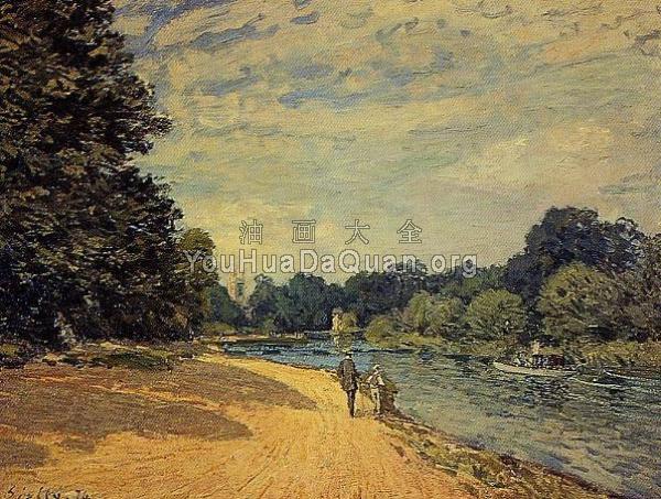 The Thames with Hampton Court - 阿尔弗莱德·西斯莱